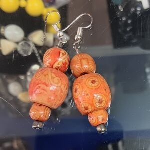 Orange Beaded Earrings
